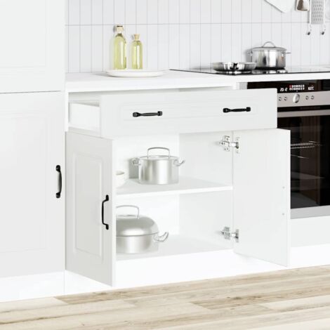 Armoire de cuisine-Meuble de cuisine-Armoire de rangement Kalmar blanc bois d'ingénierie 238213 (1/5)