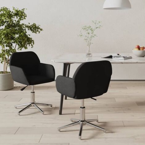 Chaises pivotantes à manger lot de 2-Chaises de Salle à Manger-Chaise de cuisine Noir Tissu 959823 (1/5)