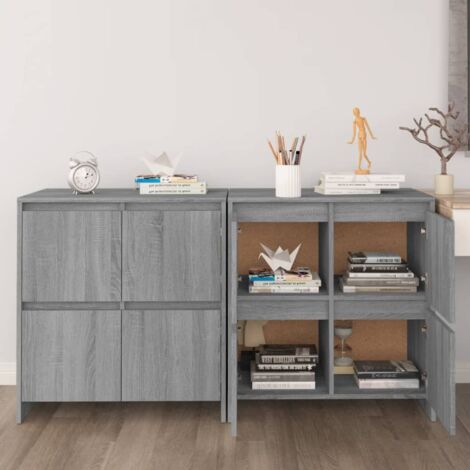 Buffets 2 pcs-Lot de 2 Meuble de rangement Sonoma gris 70x41x75 cm Bois d'ingénierie 417661 (1/5)