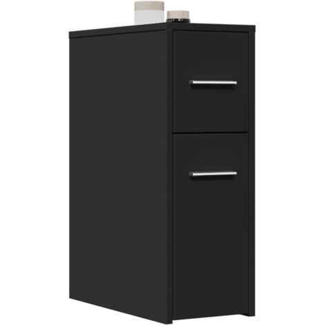Armoire de salle de bain-Meuble de salle de bain étroite avec roulettes noir 633576 (1/5)