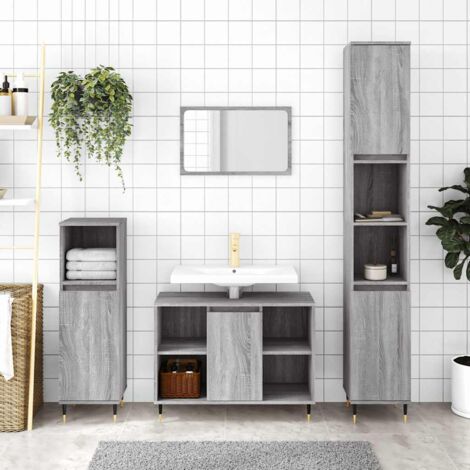 Armoire salle de bain-Meuble de salle de bain sonoma gris 30x30x100 cm 405203 (1/5)