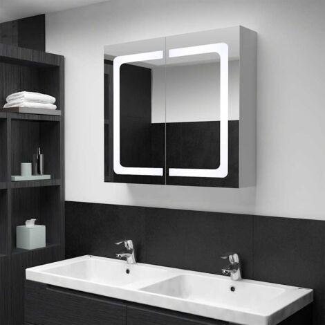 Armoire de salle de bain à miroir LED-Meuble de salle de bain 80x12,2x68 cm 150634 (1/5)