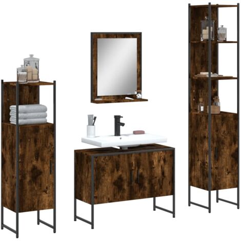 Ensemble d'armoires de salle de bain 4 pcs chêne fumé 839788 (1/5)