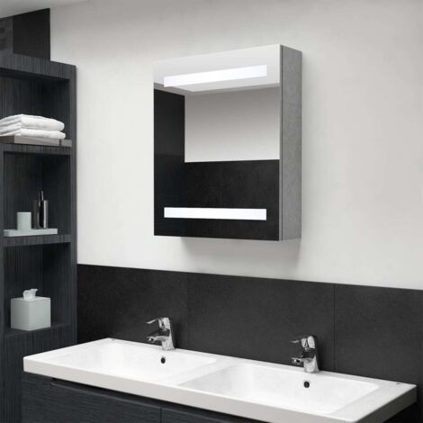 Armoire de salle de bain à miroir LED-Meuble de salle de bain Gris béton 50x14x60 cm 253389 (1/5)