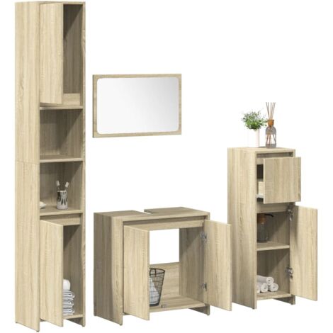 Ensemble de meubles de salle de bain 4 pcs-Meuble de salle de bain chêne sonoma 299182 (1/5)