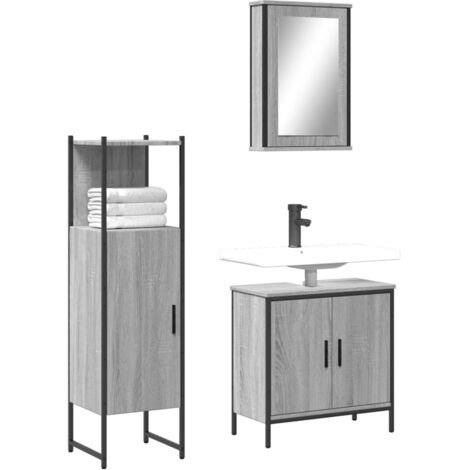 Ensemble de meubles de salle de bain 3 pcs-Meuble de salle de bain Sonoma gris 396220 (1/5)