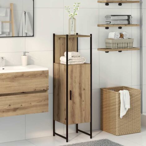 Armoire de salle de bain-Meuble de salle de bain chêne artisanal 33x33x120,5 cm 126370 (1/5)
