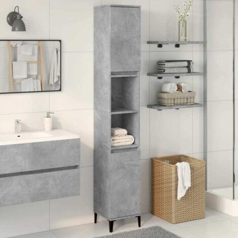 Armoire de salle de bain-Meuble de salle de bain gris béton 30x30x190 cm 884328 (1/5)