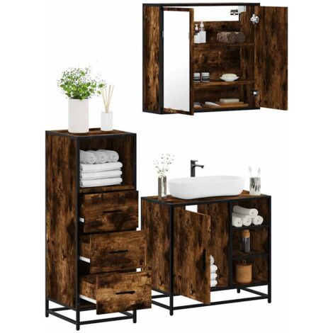 Ensemble de meubles de salle de bain 3 pcs-Meuble de salle de bain Chêne fumé 795726 (1/5)