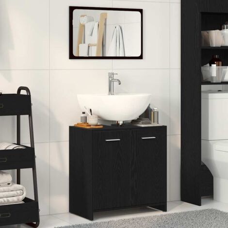 Armoire de salle de bain avec miroir-Meuble de salle de bain chêne noir 604626 (1/5)