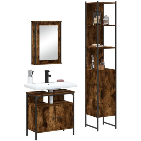 Ensemble de meubles de salle de bain 3 pcs-Meuble de salle de bain Chêne fumé 917714 (1/5)