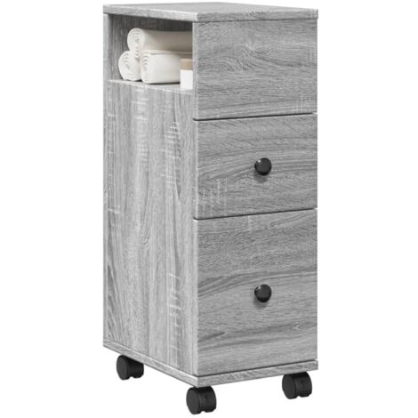 Meuble étroit de salle de bain à roulettes-Armoire de salle de bain sonoma gris 386141 (1/5)