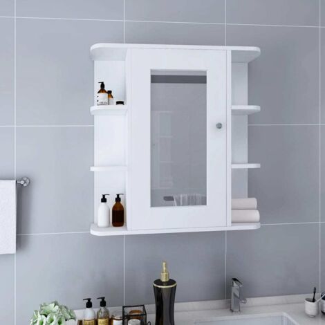 Armoire à miroir de salle de bain-Meuble de salle de bain Blanc 66x17x63 cm MDF 954803 (1/5)