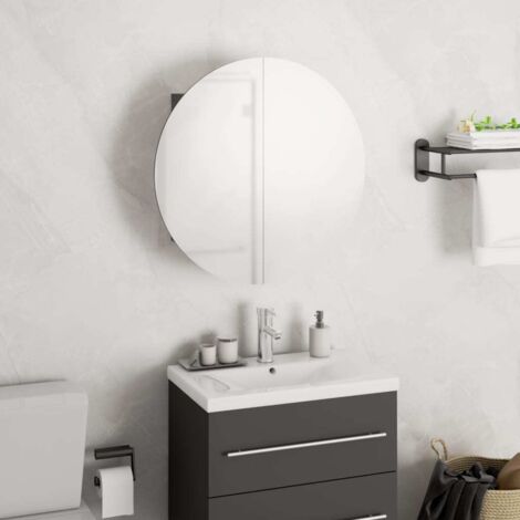 Armoire de salle de bain-Meuble de salle de bain miroir rond et LED Gris 40x40x17,5 cm 684991 (1/5)