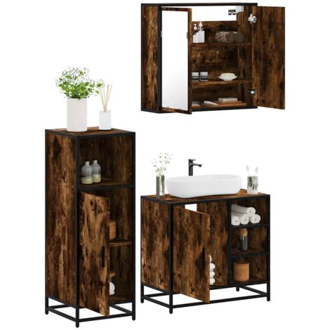 Ensemble de meubles de salle de bain 3 pcs-Meuble de salle de bain Chêne fumé 409405 (1/5)