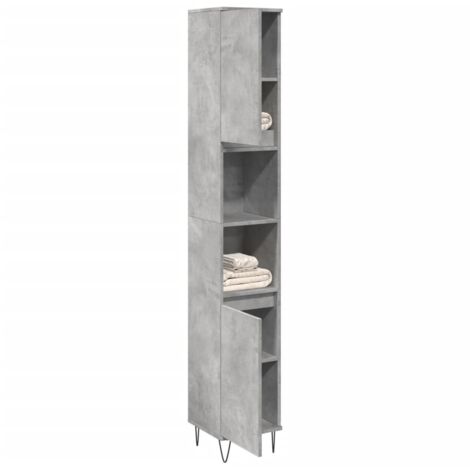 Armoire de salle de bain-Meuble de salle de bain gris béton 30x30x190 cm 651679 (1/5)