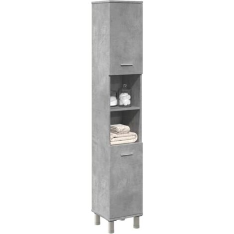 Armoire de salle de bain-Meuble de salle de bain Gris béton 30x30x179 cm Aggloméré 661998 (1/5)