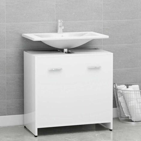 Armoire de salle de bain-Meuble de salle de bain Blanc 60x33x61 cm Bois d'ingénierie 617234 (1/5)