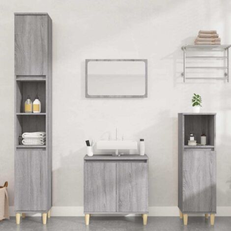 Ensemble de meubles de salle de bain 3 pcs-Meuble de salle de bain Sonoma gris 683523 (1/5)