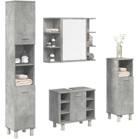 Ensemble de meubles de salle de bain 4 pcs-Meuble de salle de bain gris béton 761302 (1/5)