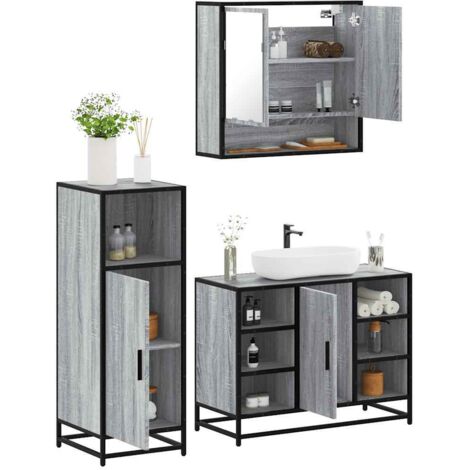 Ensemble de meubles de salle de bain 3 pcs-Meuble de salle de bain Sonoma gris 777355 (1/5)