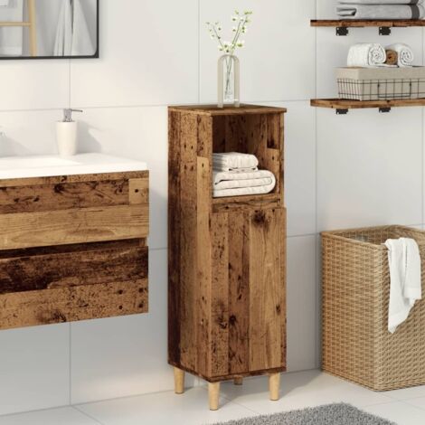 Armoire de salle de bain-Meuble de salle de bain vieux bois 30x30x100cm bois ingénierie 466183 (1/5)