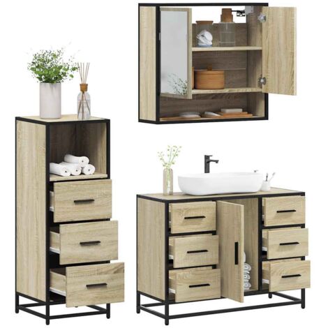Ensemble de meubles de salle de bain 3 pcs-Meuble de salle de bain chêne sonoma 731475 (1/5)