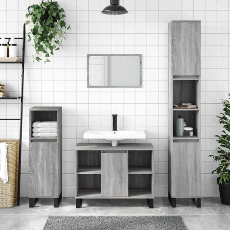 Armoire salle de bain-Meuble de salle de bain sonoma gris 80x33x60 cm bois d'ingénierie 551271 (1/5)