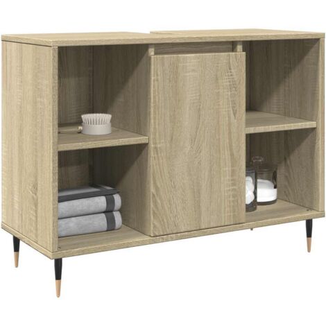 Armoire salle de bain-Meuble de salle de bain chêne sonoma 80x33x60cm bois d'ingénierie 830745 (1/5)
