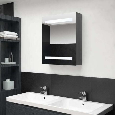 Armoire de salle de bain à miroir LED-Meuble de salle de bain Gris brillant 50x14x60 cm 576915 (1/5)