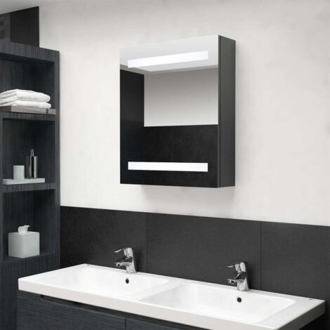 Armoire de salle de bain à miroir LED-Meuble de salle de bain gris 50x14x60 cm 551807 (1/5)