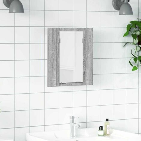 Armoire à miroir LED de salle de bain-Meuble de salle de bain sonoma gris 40x12x45 cm 869819 (1/5)