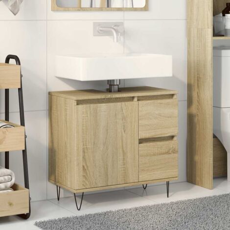 Armoire salle de bain-Meuble de salle de bain chêne sonoma 65x33x60 cm 490345 (1/5)