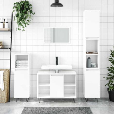 Armoire de salle de bain-Meuble de salle de bain blanc brillant 80x33x60 cm 918517 (1/5)
