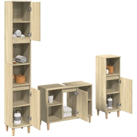Ensemble de meubles de salle de bain 3 pcs-Meuble de salle de bain chêne sonoma 181030 (1/5)