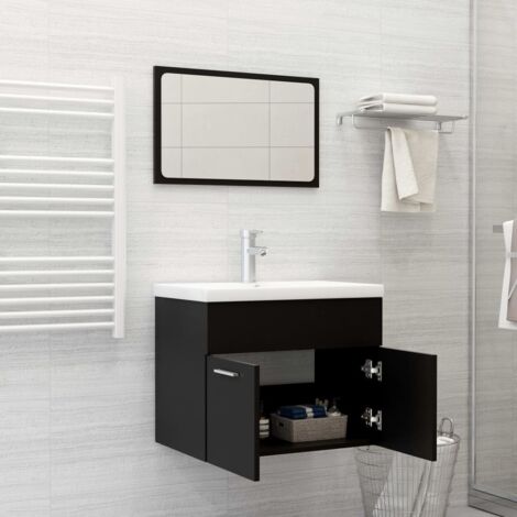 Ensemble de meubles de salle de bain-Meuble de salle de bain Noir Aggloméré 448864 (1/5)