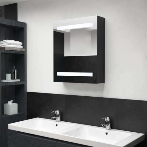 Armoire de salle de bain à miroir LED-Meuble de salle de bain noir 50x14x60 cm 221719 (1/5)