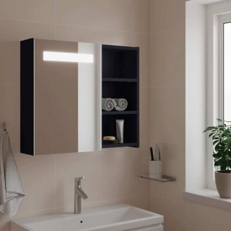 Armoire de salle de bain à miroir avec LED-Meuble de salle de bain gris 60x13x52 cm 659721 (1/5)
