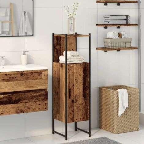 Armoire salle de bain-Meuble de salle de bain vieux bois 33x33x120,5 cm bois ingénierie 355214 (1/5)