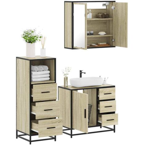 Ensemble de meubles de salle de bain 3 pcs-Meuble de salle de bain chêne sonoma 854272 (1/5)