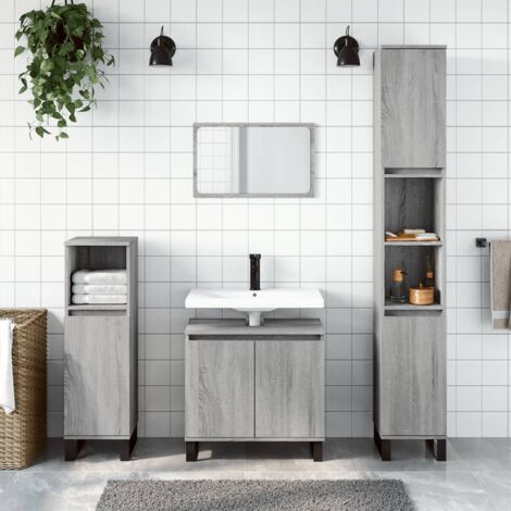 Ensemble d'armoires de salle de bain 3 pcs sonoma gris 913382 (1/5)