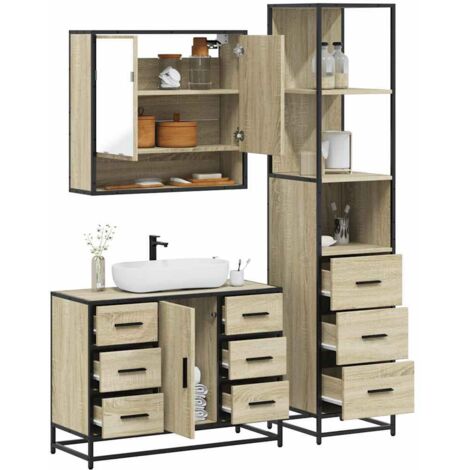 Ensemble de meubles de salle de bain 3 pcs-Meuble de salle de bain chêne sonoma 304283 (1/5)