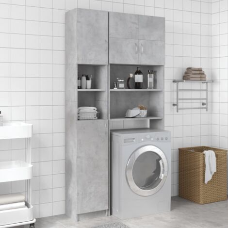Armoire salle de bain-Meuble de salle de bain Gris béton 32x25,5x190 cm Bois ingénierie 289004 (1/5)