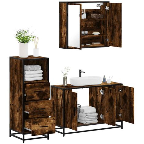 Ensemble de meubles de salle de bain 3 pcs-Meuble de salle de bain Chêne fumé 654629 (1/5)
