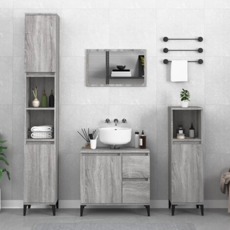 Ensemble d'armoires de salle de bain 3 pcs sonoma gris 649523 (1/5)
