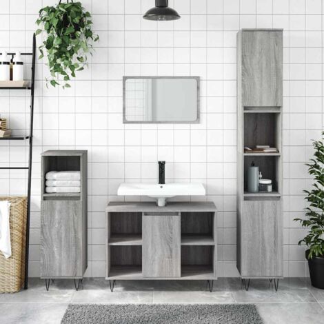 Armoire salle de bain-Meuble de salle de bain sonoma gris 80x33x60 cm bois d'ingénierie 937094 (1/5)