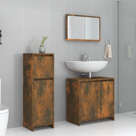 Ensemble de meubles de salle de bain 3 pcs-Meuble de salle de bain Chêne fumé 885787 (1/5)