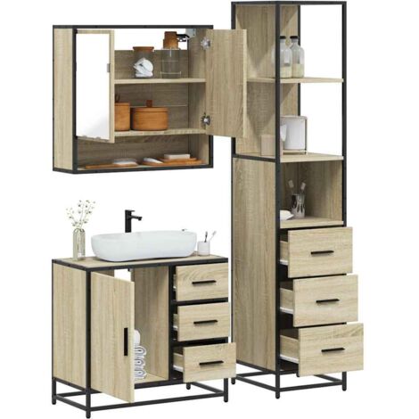 Ensemble de meubles de salle de bain 3 pcs-Meuble de salle de bain chêne sonoma 499858 (1/5)