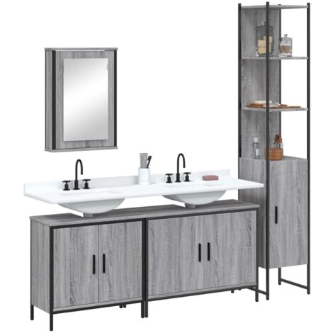 Ensemble de meubles de salle de bain 4 pcs-Meuble de salle de bain Sonoma gris 470284 (1/5)