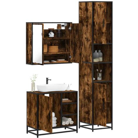 Ensemble de meubles de salle de bain 3 pcs-Meuble de salle de bain Chêne fumé 323627 (1/5)